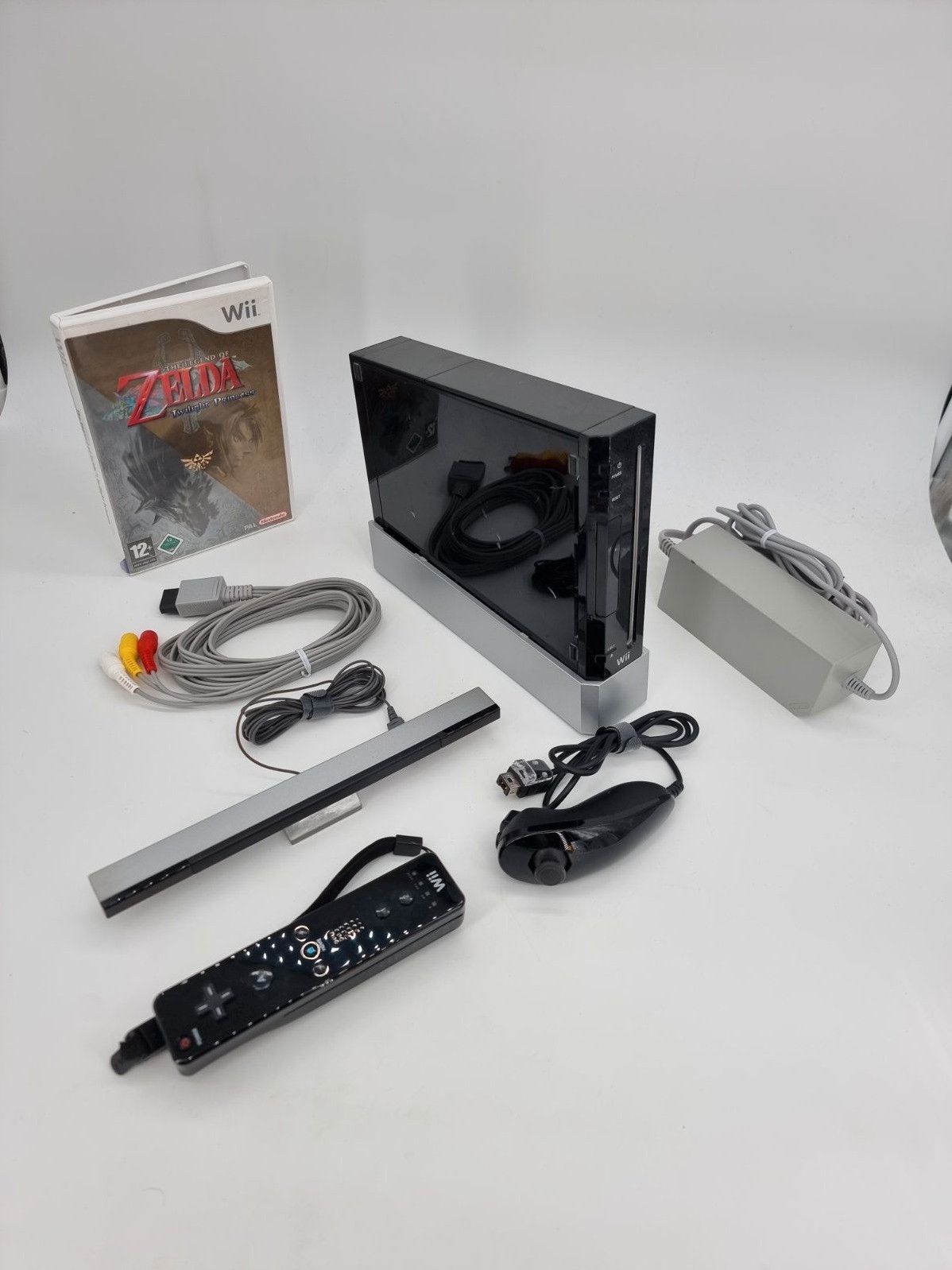 wii konsole schwarz + zelda twilight princess + 1 controller