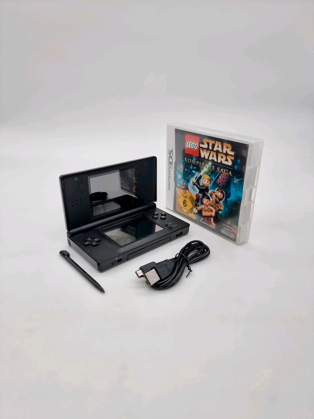 Nintendo DS Lite Konsole Schwarz + Lego Star Wars die komplette Saga + Netzteil
