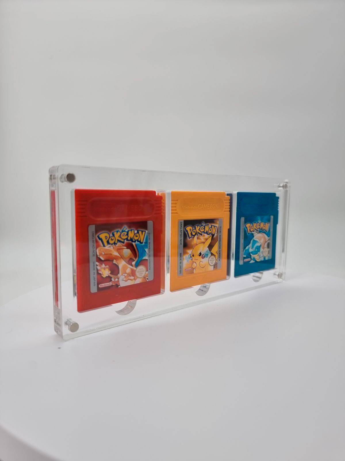 Original Pokemon Gelbe, Blaue und Rote Edition + Hochwertiges Acrylcase