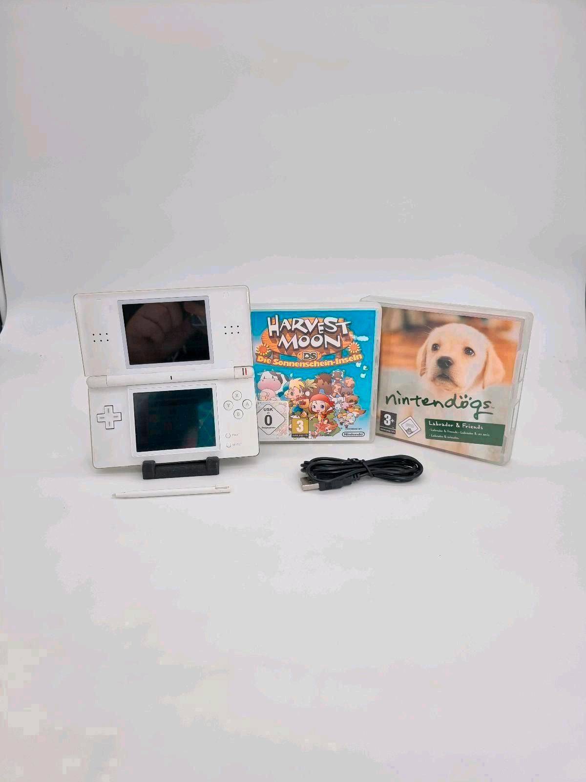 Nintendo DS Lite Konsole Weiß + Nintendogs + Harvest Moon + Netzteil