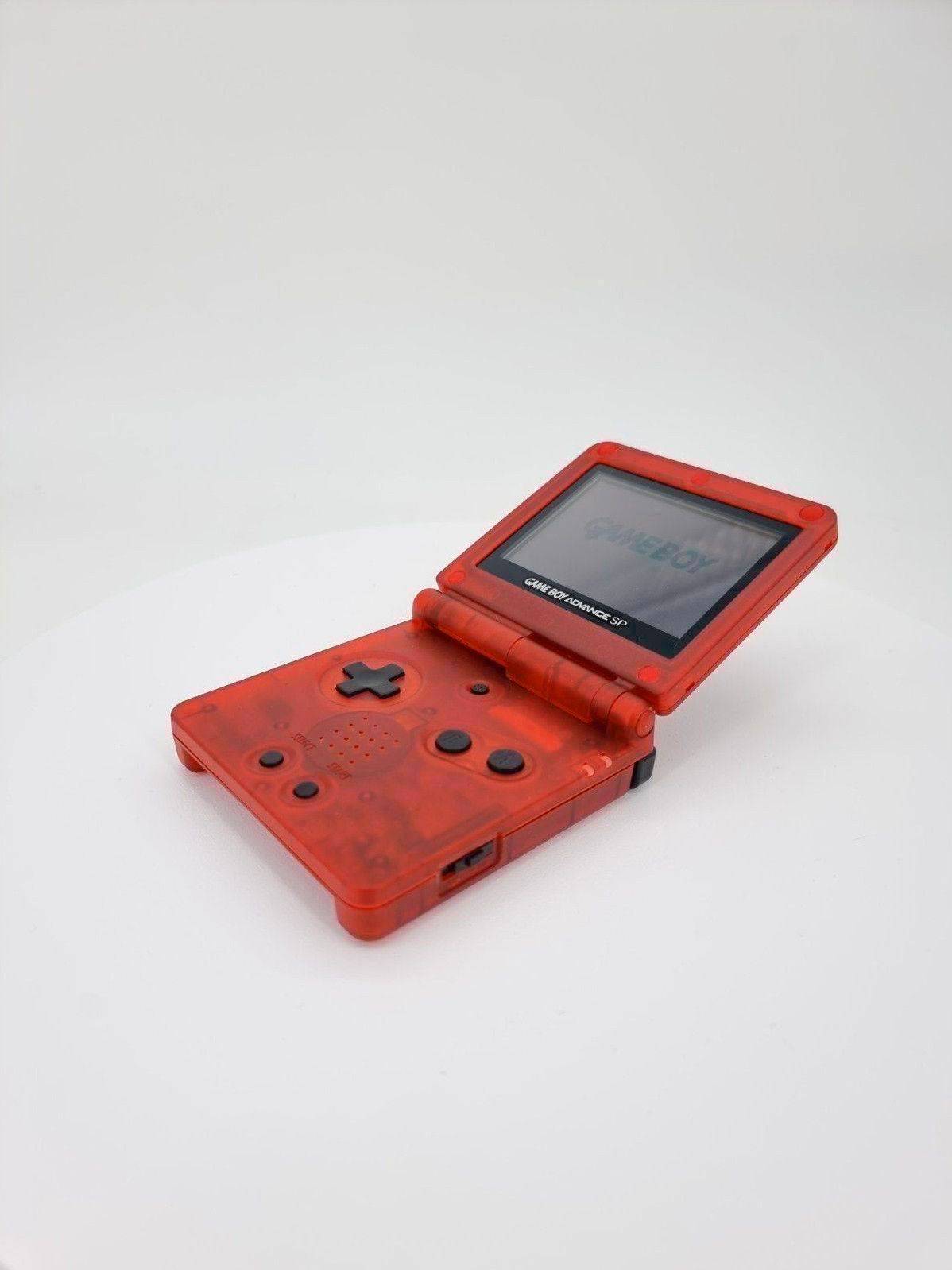 Nintendo Gameboy Advance SP Konsole Transparent Rot + Pokemon Rote Edition ( Neue Speicherbatterie verbaut )