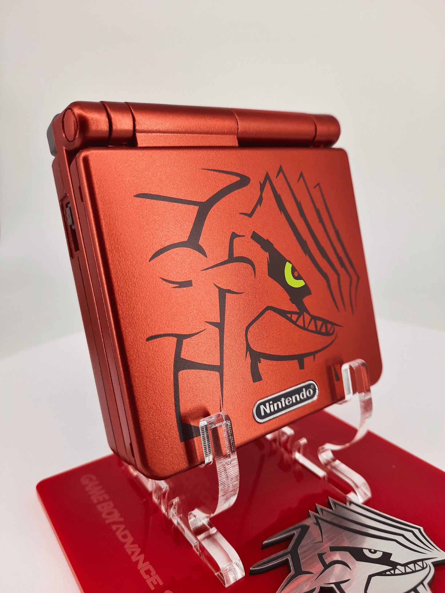 Nintendo Gameboy Advance SP Groudon Pokemon Edition Konsole + Pokemon Rubin + Netzteil ( Neue Speicherbatterie verbaut )