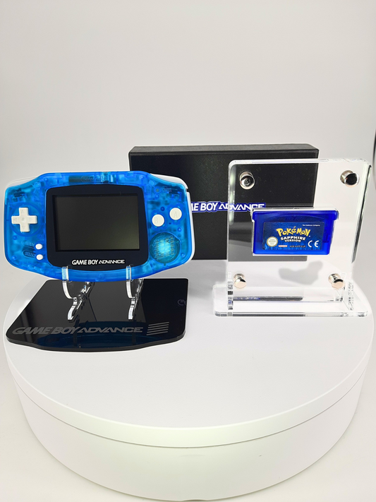 nintendo Gameboy Advance Sky Blue Konsole Blau + Original Pokemon Saphir Edition + GBA Geschenkverpackung
