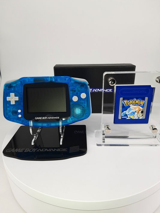 Nintendo Gameboy Advance Sky Blue Konsole Blau + Original Pokemon Blaue Edition + GBA Geschenkverpackung