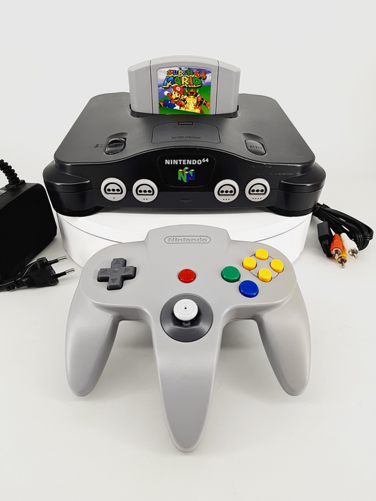 Nintendo 64 Konsole + Super Mario 64 + Original Controller + Netzteil + TV Kabel für N64