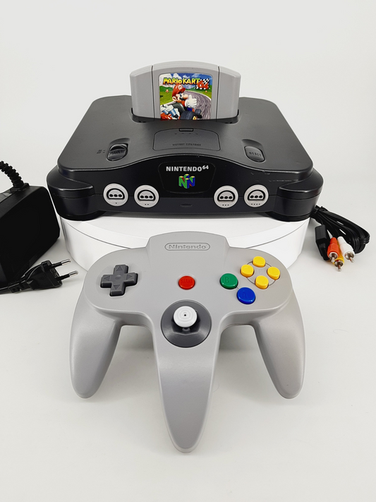 Nintendo 64 Konsole + Mario Kart 64 + Original Controller + Netzteil + TV Kabel