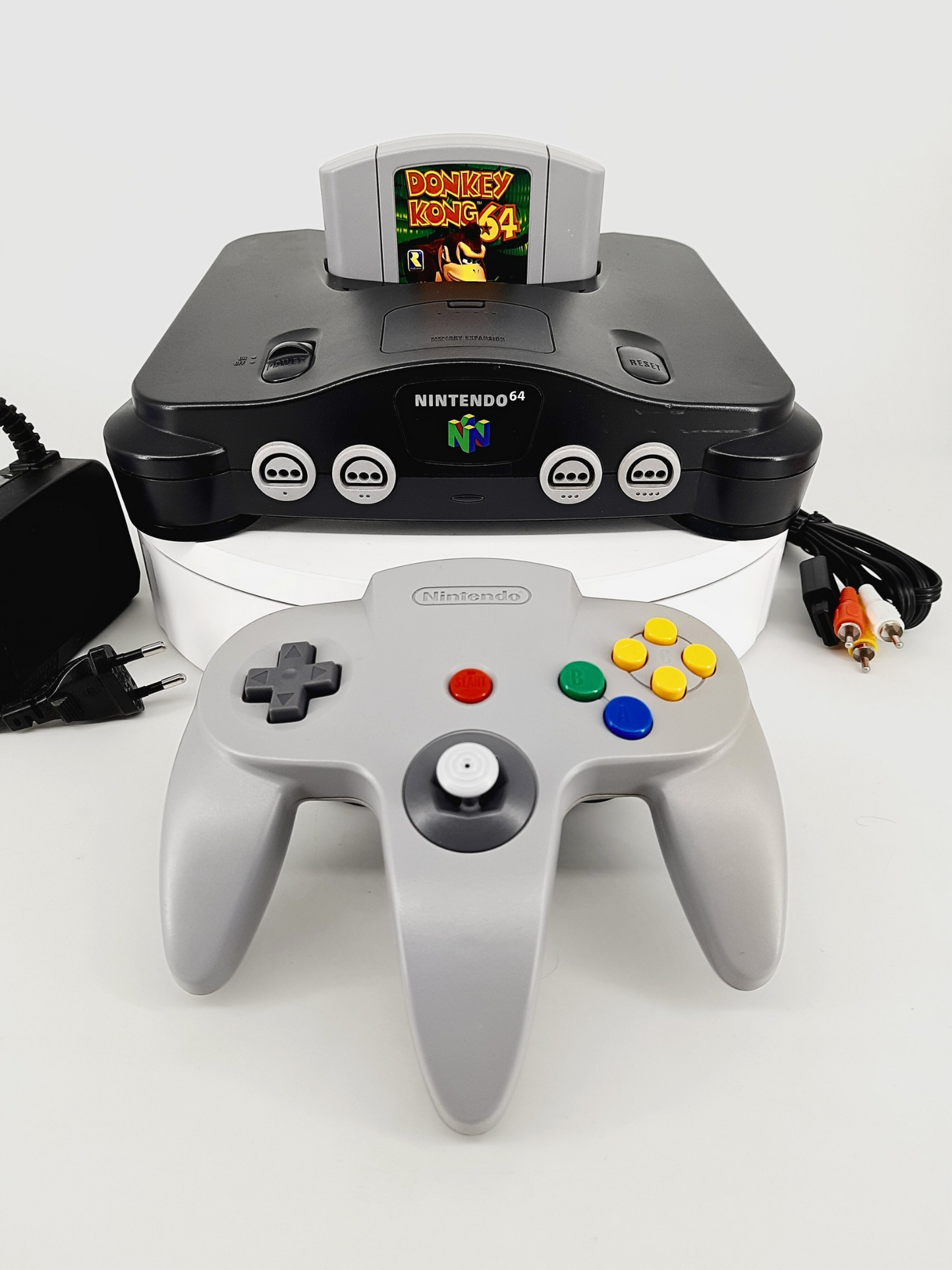 Nintendo 64 Konsole + Donkey Kong 64 + Original Controller + Netzteil + TV Kabel für N64