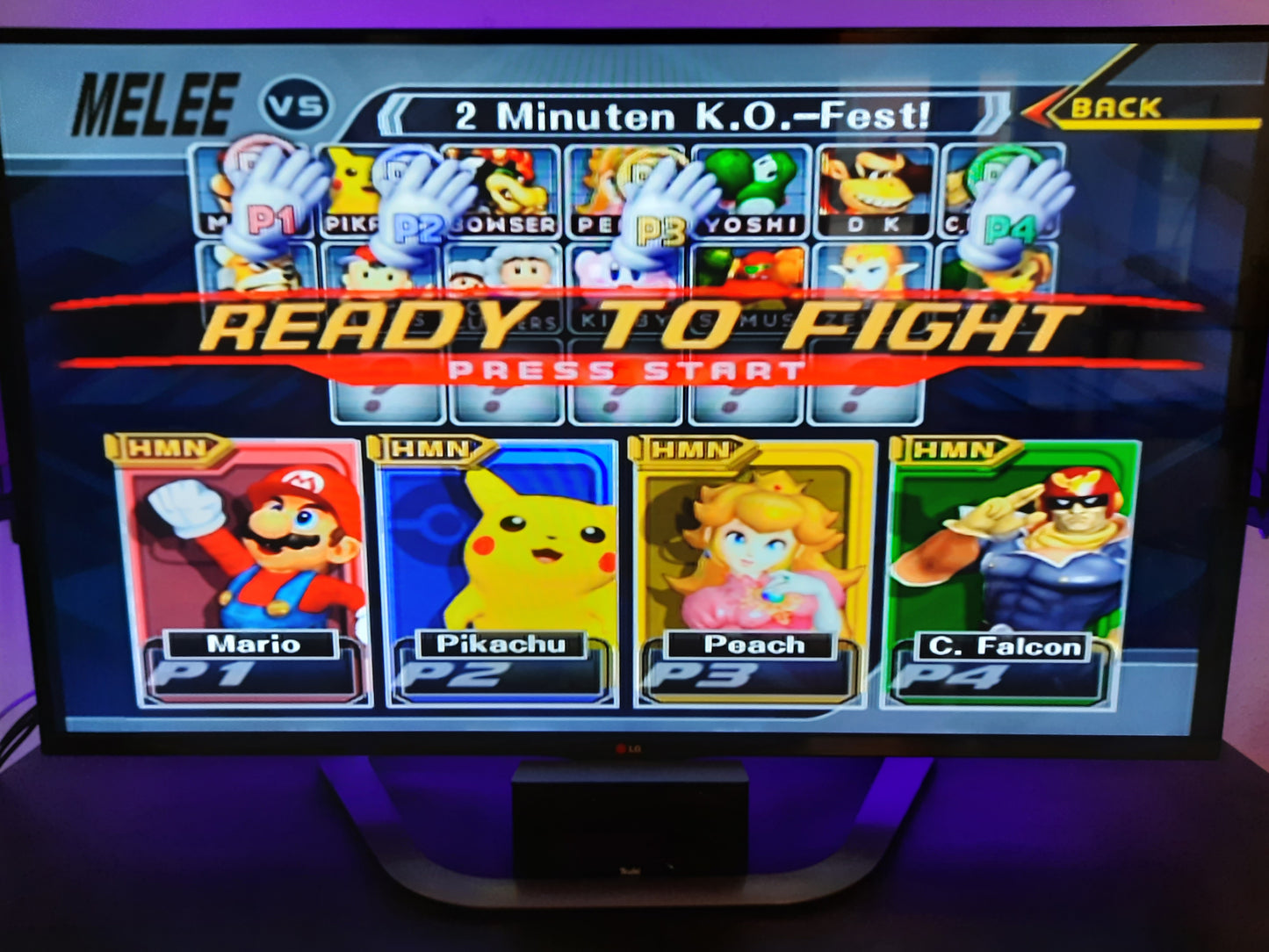Nintendo Gamecube 4 Controller Super Smash Brothers Melee Bundle